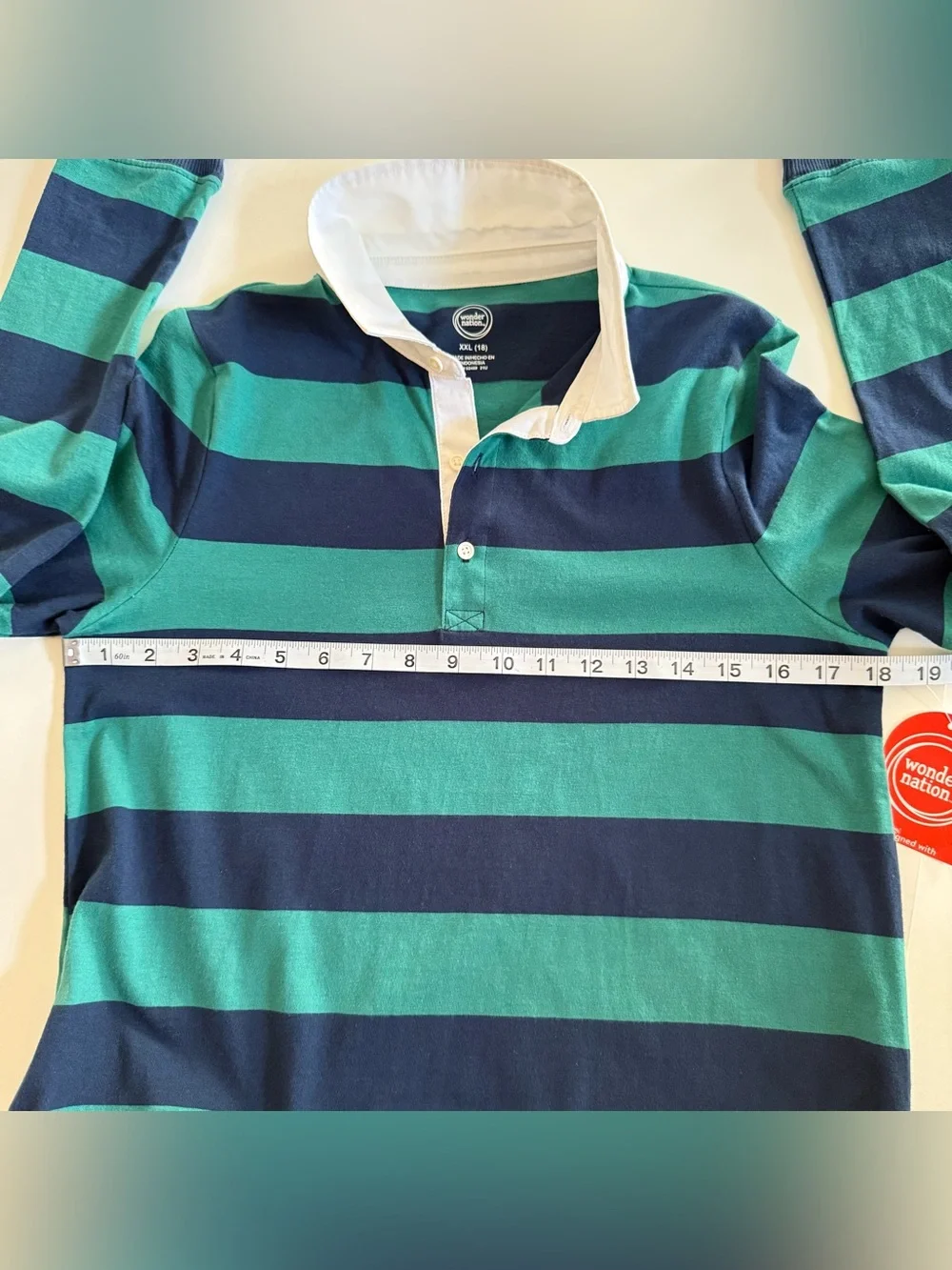 NEW, Y2K Girls Striped Rugby Polo Dress, Long Sleeve, Size XXL (18)